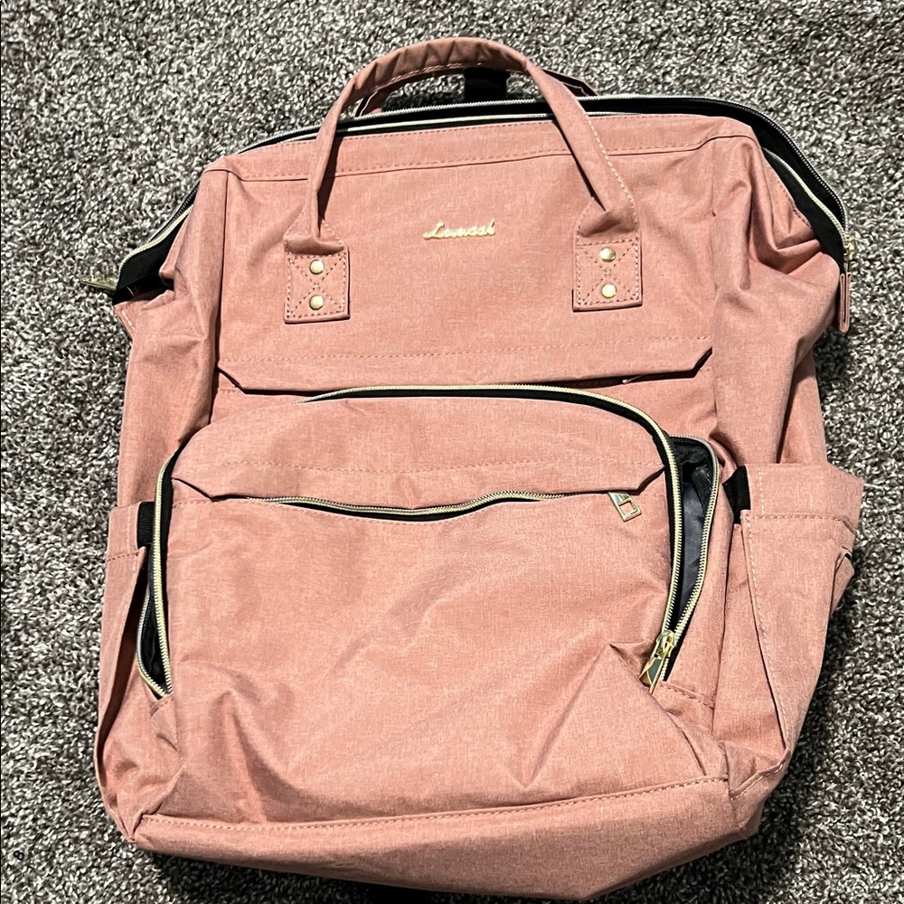 Lavish Rose Pink Travel Backpack with Gold Hardware